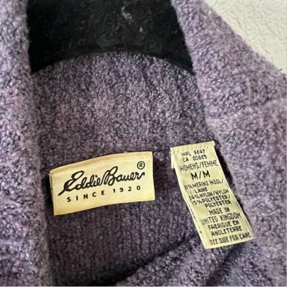 Vintage Eddie Bauer Purple Wool Knit Turtleneck Sweater - Picture 7 of 9